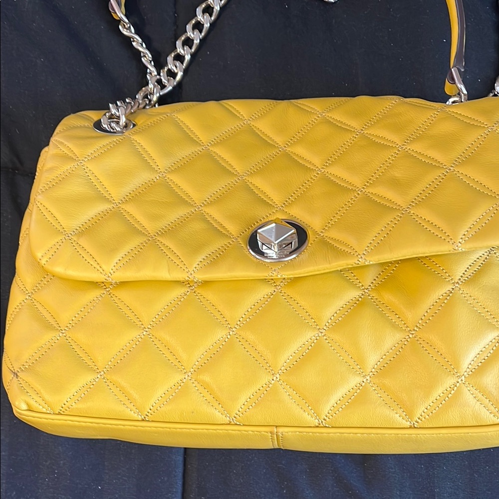 Kate Spade Yellow Quilted Shoulder Bag with Chain Strap